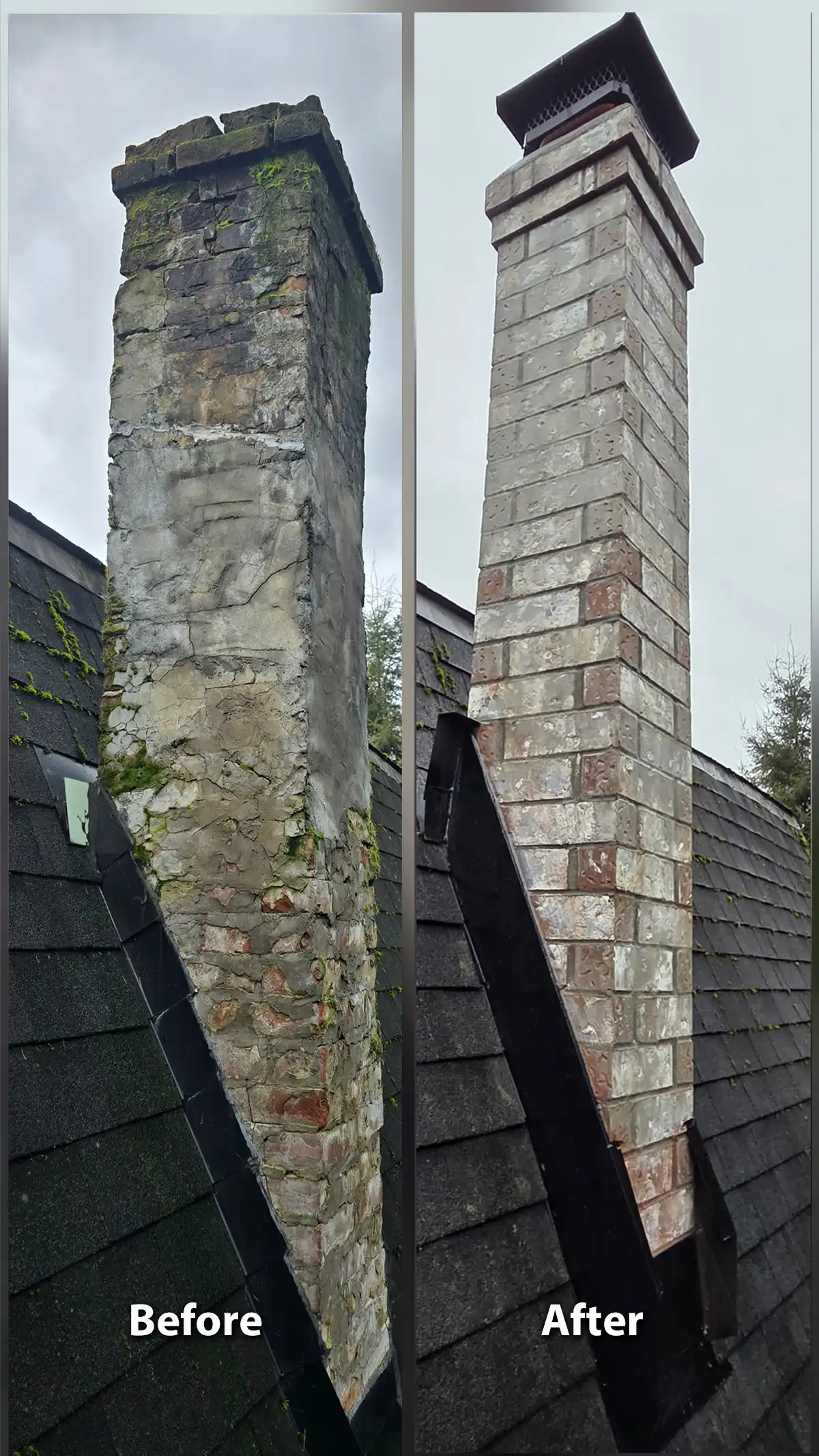 Brick chimney masonry repair work by SL Masonry