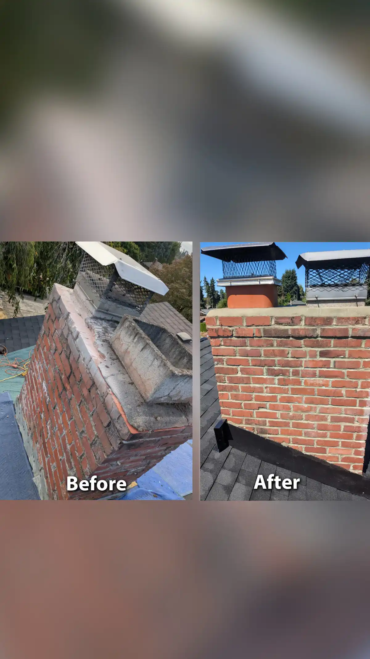 Completed chimney repair project by SL Masonry